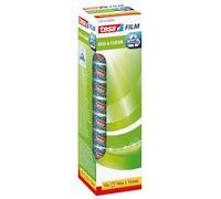 tesafilm eco & Clear Transparent Self-Adhesive Tape - Environment-Friendly, Solvent Free, Age Resistant Office Tape with Strong Adhesion, 10 m x 15 mm - Pack of 10