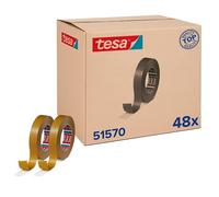 tesafix 51570 Mounting Tape in a Pack of 48 - 50 m x 25 mm each | 48 Rolls of double-sided, transparent tape - Drill-free installation - Strong adhesion for versatile use
