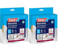 tesamoll D-Profile Seal - Self Adhesive Rubber Draught Excluder for Insulating Gaps in Windows and Doors - White - 25 m x 9 mm x 7 mm (Pack of 2)