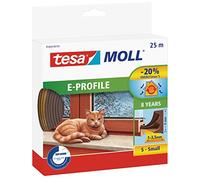 tesamoll E-Profile Seal - Self Adhesive Rubber Draught Excluder for Insulating Gaps in Windows and Doors - Brown - 25 m x 9 mm x 3.5 mm