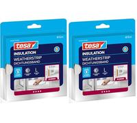 tesamoll P-Profile Seal - Self Adhesive Rubber Draught Excluder for Insulating Gaps in Windows and Doors - White - 6 m x 9 mm x 5.5 mm (Pack of 2)