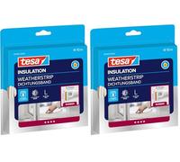 tesamoll P-Profile Seal - Self Adhesive Rubber Draught Excluder for Insulating Gaps in Windows and Doors - White - 10 m x 9 mm x 5.5 mm (Pack of 2)