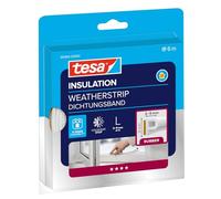 tesamoll P-Profile Seal - Self Adhesive Rubber Draught Excluder for Insulating Gaps in Windows and Doors - White - 6 m x 9 mm x 5.5 mm