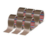 tesapack 4280 Universal PP Parcel Tape - Brown - 6 Rolls - 66 m x 50 mm | Universal PP Parcel Tape for Light and Medium-Weight Packages - Easy Unwinding and Reliable Carton Sealing