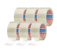 tesapack 64014 Low-Noise Parcel Tape, Pack of 6, for Packing Parcels and Shipping Boxes, Transparent, 6 Rolls, Each Roll 66 m