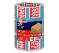 tesapack Crystal Clear Parcel Tape - 66 m x 50 mm - 3 Rolls | Ultra-Transparent Parcel Tape with Strong Adhesion - Tear-Resistant, UV- and Ageing-Resistant and Quiet to Unwind