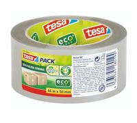 tesapack ECO and Ultra Strong ecoLogo - Transparent Plastic Packing Tape with Extra Strong Adhesive Force - Environmentally Friendly Adhesive Eco-Tape, Manufactured Without Solvents - 66 m × 50 mm
