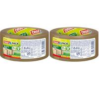 tesapack Eco and Ultra Strong Packing Tape - Made from Reprocessed Material - Securely Seals Parcels Weighing up to 30 kg - 1 Roll, 50m x 50mm (Pack of 2)