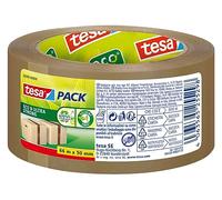 tesapack Eco and Ultra Strong Packing Tape - Made from Reprocessed Material - Securely Seals Parcels Weighing up to 30 kg - 1 Roll, 50m x 50mm