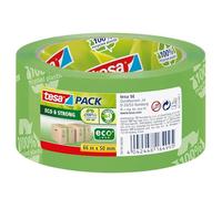tesapack Eco & Strong - Environmentally Friendly Packing Tape Made of 100% Recycled Plastic, UV-Resistant and Age-Resistant - Green Printed - 66 m x 50 mm (Pack of 6)
