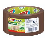 tesapack Eco & Strong - Environmentally Friendly Packing Tape Made of 100% Recycled Plastic, UV-Resistant and Age-Resistant - Brown - 66 m x 50 mm