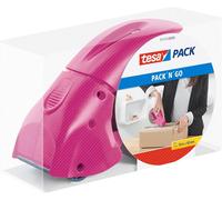 tesapack Hand Dispenser Pack-N-Go - Ergonomic Handheld Pink Packaging Tape Disp