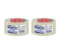 tesapack Packing Tape, Strong Packaging Tape for Medium to Heavy Parcels and Boxes, 66 m x 50 mm - Clear (Pack of 2)