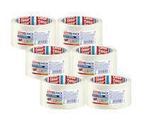 tesapack Solid & Strong - Easy to Unroll Packaging Tape / Packaging Tape for Secure Sealing of Packages - Transparent - 6 x 66m: 50mm