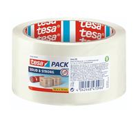 tesapack Solid & Strong PP Parcel Tape - Transparent - 66 m x 50 mm | Strong PP Film Parcel Tape for Secure Carton Sealing - Resistant to Ageing, UV and Temperature Changes with Quiet Unwinding