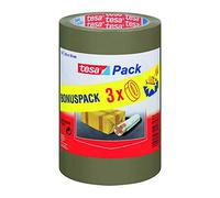tesapack Standard Parcel Tape - Brown - 3 Rolls - 66 m x 50 mm