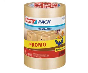 Tesapack Standard Transparant Packing Tape - Pack of 3 Rolls of 66m x 50mm NEW