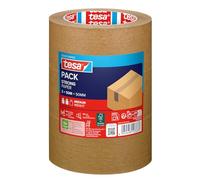 tesapack STRONG PAPER Parcel Tape - 50 m x 50 mm - Brown - 3 Rolls | Hand-Tearable Paper Packing Tape for Medium-Weight Parcels - Made from 92% Renewable Materials for Reliable Carton Sealing