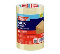 tesapack Strong Parcel Tape - 66 m x 50 mm - Transparent - 3 Rolls | PP Film Packing Tape for Medium-Weight Parcels - Tear-Resistant, Reliable for Carton Sealing and Quiet to Unwind