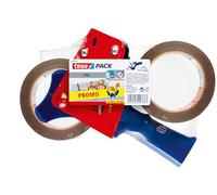 tesapack Ultra Strong and Tape Dispenser in a Set with 2 Extra Tear-Resistant PVC Adhesive Tapes - Brown - 66 m x 50 mm