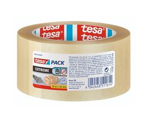 tesapack Ultra Strong Packing Tape - 50 m x 50 mm - Transparent - 1 Roll | PVC Film Parcel Tape for Heavy Packages and Secure Bundling - Tear-Resistant, Strong-Adhesive and Quiet to Unwind