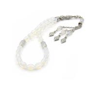 Tesbih Tasbih Tespih Misbaha Subha 33 Prayer Beads Muslim Islamic Rosary Prayer Worship Accessories Semi-Precious Moonstone Oval 8 x 6 mm, 8x6mm perlen - 27cm Tesbih, Brass, Moonstone