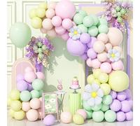 Teselife 136Pcs Pastel Balloon Arch Kit, Pastel Multicolour Colourful Rainbow Party Balloons Garland Kit with Daisy Balloons for Birthday Baby Shower Wedding Anniversary Carnival Party Decorations
