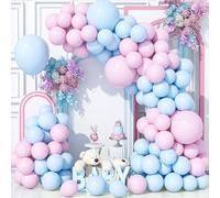 Teselife 147Pcs Blue Pink Balloon Arch Kit, Gender Reveal Pastel Blue Pink Balloons Garland Kit for Birthday Baby Shower Wedding Anniversary Carnival Party Decorations Supplies