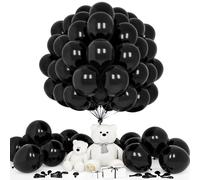 Teselife Black Balloons, 50Pcs 12 Inch Matte Black Latex Balloon Arch Garland Kit Men Boys Birthday Wedding Proposal Anniversary Graduation Retirement Engagement Baby Shower Halloween Party Supplies