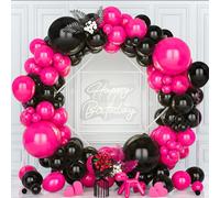 Teselife Black Pink Balloons, 119Pcs Black and Hot Pink Balloon Arch Garland Kit Boy Women Men Bridal Shower Engagement Anniversary Wedding Birthday Bachelor Party Valentine Retirement Graduation Deco