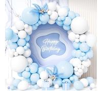 Teselife Blue White Balloons, 119Pcs Pastel Macaron Baby White and Blue Balloon Arch Garland Kit for Boys Kids Men Gender Reveal Bridal Baby Shower Engagement Anniversary Wedding Birthday Party Decor