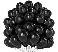 Teselife Matte Black Balloons - 100pcs, 12 Inch Latex Party Balloons for Boy Men Birthday, Anniversary, Wedding, Engagement, Graduation, Retirement Decorations