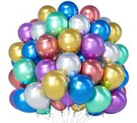 Teselife Metallic Balloons,100PCS Rainbow Birthday Balloons for Party Decor