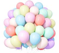 Teselife Pastel Balloons, 100Pcs 12 Inch Assorted Rainbow Balloons in Purple, Blue, Teal Blue, Yellow, Orange, Pink, Green, Red, for Girls Birthday, Wedding, Festive Holiday Party Events Decorations