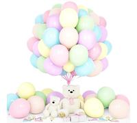 Teselife Pastel Balloons, 50Pcs 12 Inch Macaron Multicolored Latex Balloon Arch Garland Kit Boy Girl Kid Birthday Wedding Anniversary Engagement Baby Bridal Shower Assorted Color Rainbow Party Supply