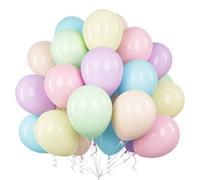 Teselife Pastel Balloons, 50Pcs 12 Inch Macaron Multicolored Latex Balloon Arch Garland Kit Boy Girl Kid Birthday Wedding Anniversary Engagement Baby Bridal Shower Assorted Color Rainbow Party Supply