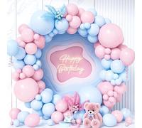 Teselife Pink Blue Balloons, 119Pcs Pastel Macaron Baby Pink and Blue Balloon Arch Garland Kit For Girl Boy Kid Gender Reveal Bridal Baby Shower Engagement Anniversary Wedding Birthday Party Supplies