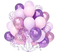 Teselife Pink Purple Balloons, 30Pcs 12 Inch Pastel Macaron Metallic Pink and Purple Confetti Balloon Girl Women Birthday Bridal Shower Wedding Anniversary Engagement Princess Butterfly Party Supplies