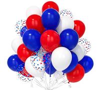 Teselife Red and Blue White Balloons, 30Pcs 12 Inch White Red Blue Confetti Balloon Men Women Birthday Graduation Wedding Union Anniversary Jubilee Celebration Patriotic Independence Day Theme Party