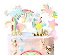 Teselife Unicorn 8-Piece Cake Topper Set - Unicorn, Rainbow, Cloud, Star & Diamond Toppers for Birthday Parties & More