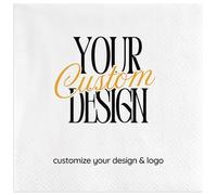TESFANS Personalised Napkins with Logo Photo Text - Customized Cocktail Napkin Print with Your Design for Business Bar Party Graduation Birthday Anniversary Wedding Art Work