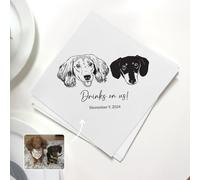 TESFANS Personalised Wedding Napkins - Customized Photo Napkins for Dog Wedding - Pet Cocktail Napkins for Engagement Party Bridal Showers (Pet Portrait)