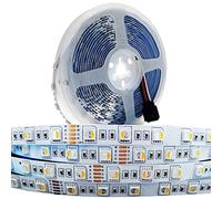 Tesfish 24V RGBWW Strip Lights, 4 in 1 RGB + Warm White 3000K 5M Mixed Color Light Strip SMD 5050 IP20 300 LEDs Rope Light for Bedroom, Kitchen Decoration