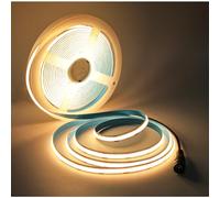 Tesfish LED Strip Light COB, DC 12 V 5 Metre Band 480 LEDs/M Warm White 3000 K Neon Light Dimmable Super Bright 5000 LM Light Strip with DC Connection for Party, Counter, Shelf, Home Decor