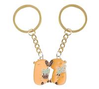 TESGADGETS 2 Piece Capybara Friendship Keychain for Best Friends, Partner Keychain with Heart Motif, Capybaras Cheek to Cheek