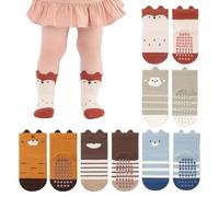 TESGADGETS 5 Pairs Baby Socks, Non-Slip Socks for Kids, Anti-Slip Socks with Cute Animal Patterns, Non-Slip Socks for Babies and Toddlers 0-12 Months