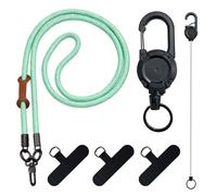 TESGADGETS Anti-Theft Phone Strap, retractable mobile holder with belt clip, phone lanyard with steel wire, for travel, hiking, work and music festivals (Mint Green)