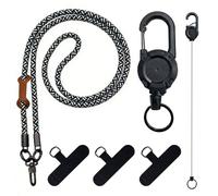 TESGADGETS Anti-theft Phone Strap with Steel Cable, Retractable Phone Holder with Belt Clip, Phone Lanyard Balanced Stripes, for Travel, Hiking, Work & Music Festivals