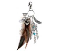 TESGADGETS Bag Charms, Handbag Charms, Boho Keyring with Crystal Feather, Evil Eye Keyring, Western Accessories for Women