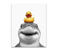 TESGADGETS Bathroom Decor Pictures Poster, Funny Shark Wall Pictures for Bathroom, For Bathroom, Guest Toilet Gift Ideas, Unframed - 20x30 cm